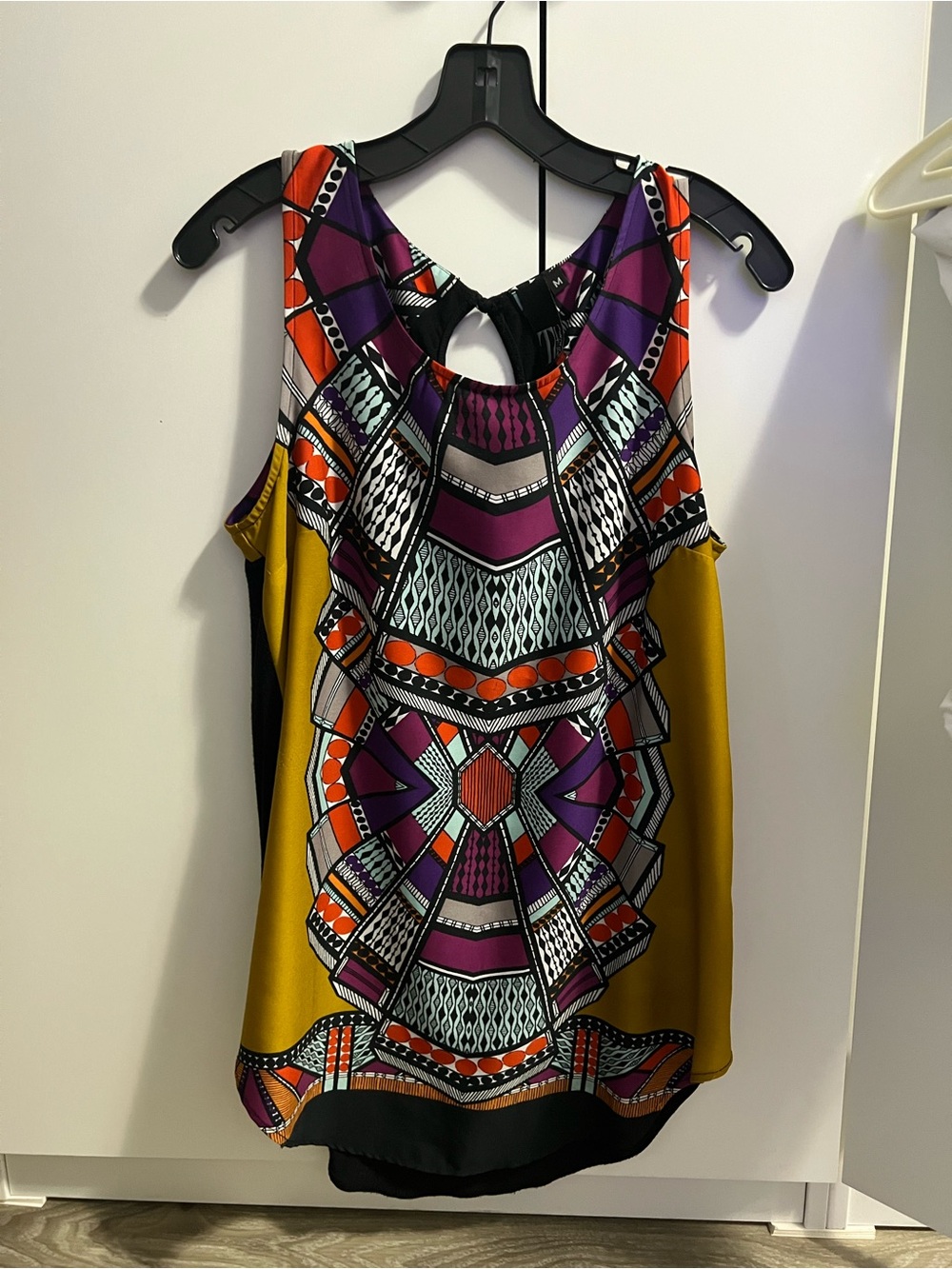 JM Collection Mustard, Purple & Orange Geometric Keyhole Tank